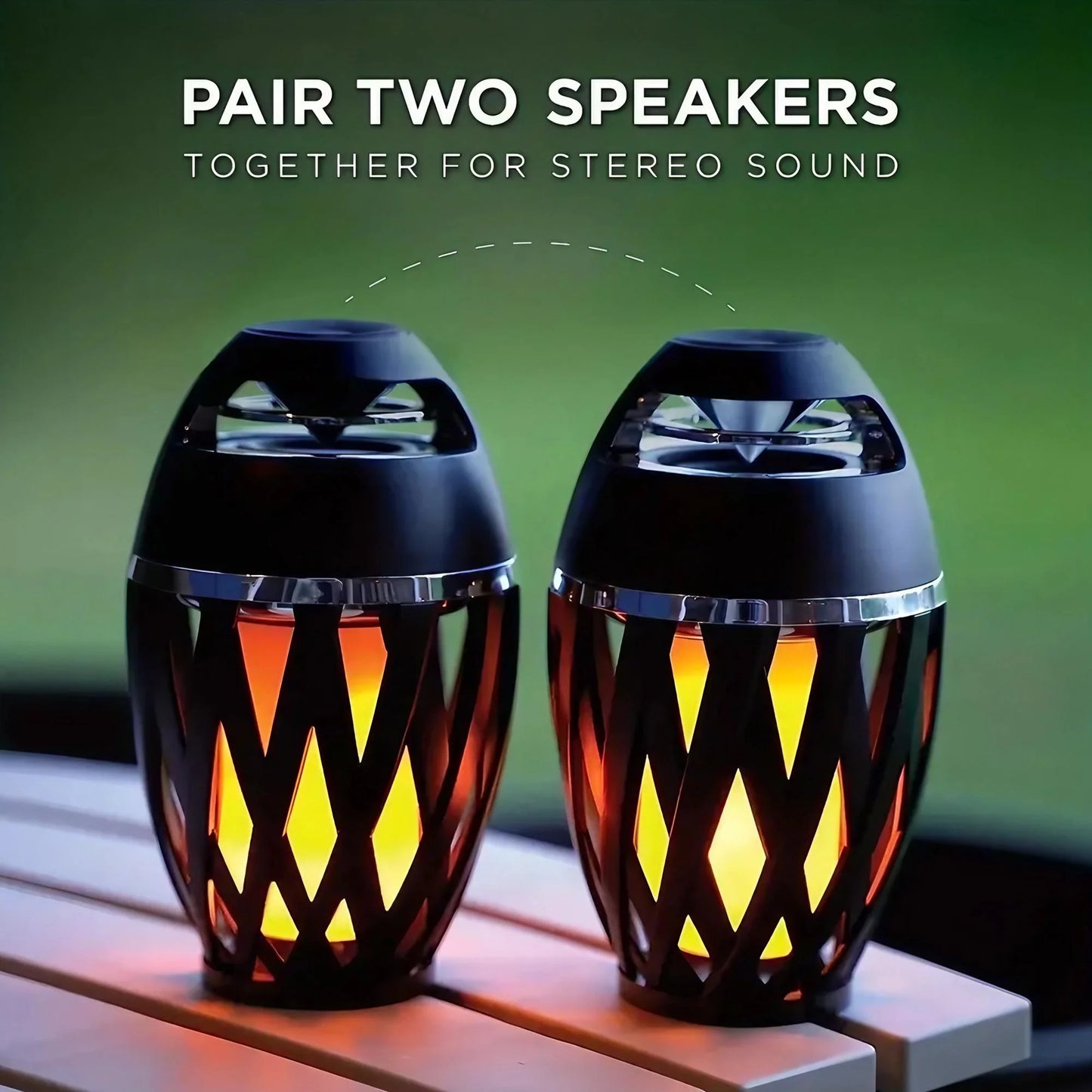 Portable LED Flame Atmosphere Bluetooth Speaker – IPX5 Waterproof Outdoor Torch Speaker