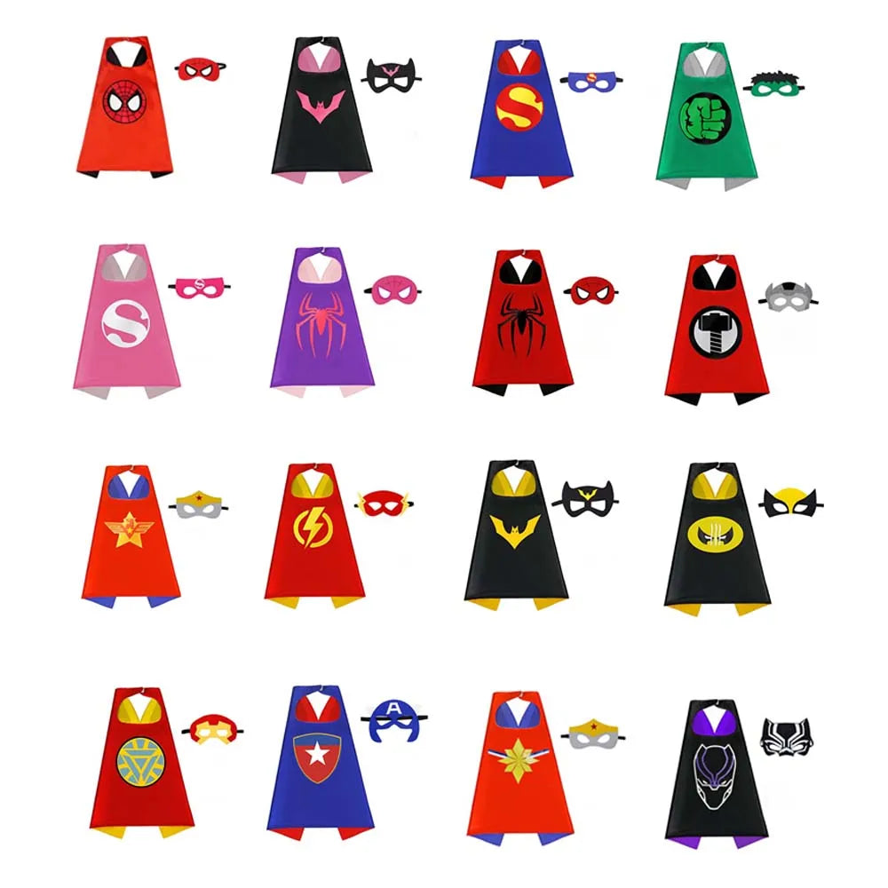 Kids' Superhero Capes & Masks Set – Cartoon Dress-Up Costume Party Favor