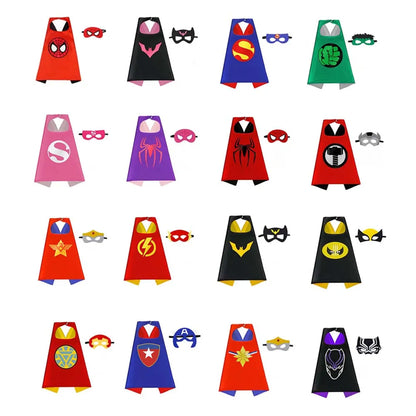 Kids' Superhero Capes & Masks Set – Cartoon Dress-Up Costume Party Favor