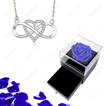 Luxury Heart Pendant Necklace with Rose Gift Box