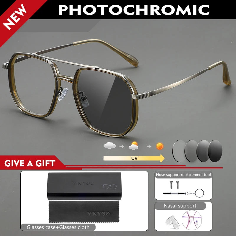 Retro Aviator Anti-Blue Light Glasses with Custom Reading Lenses