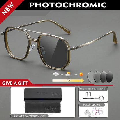 Retro Aviator Anti-Blue Light Glasses with Custom Reading Lenses