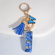 Blue Glazed Stone A To Z Letter Keychain