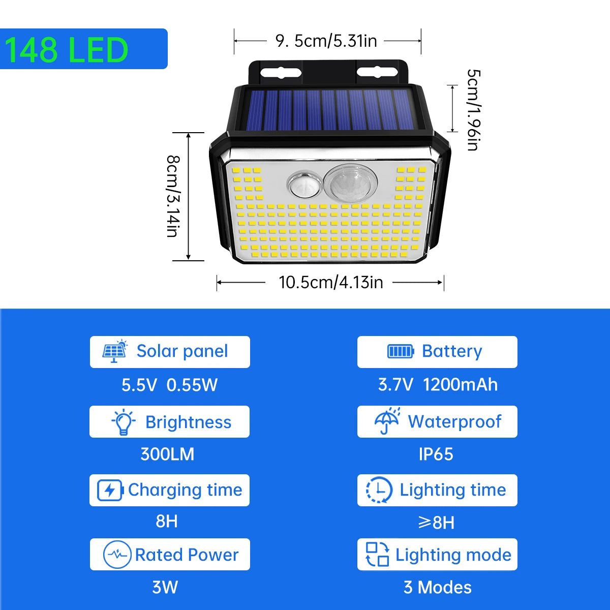 148 LED Outdoor Solar Motion Sensor Security Light