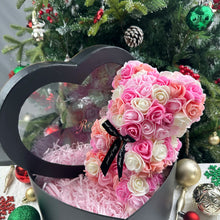 25cm Artificial Teddy Rose Flower Bear with Box
