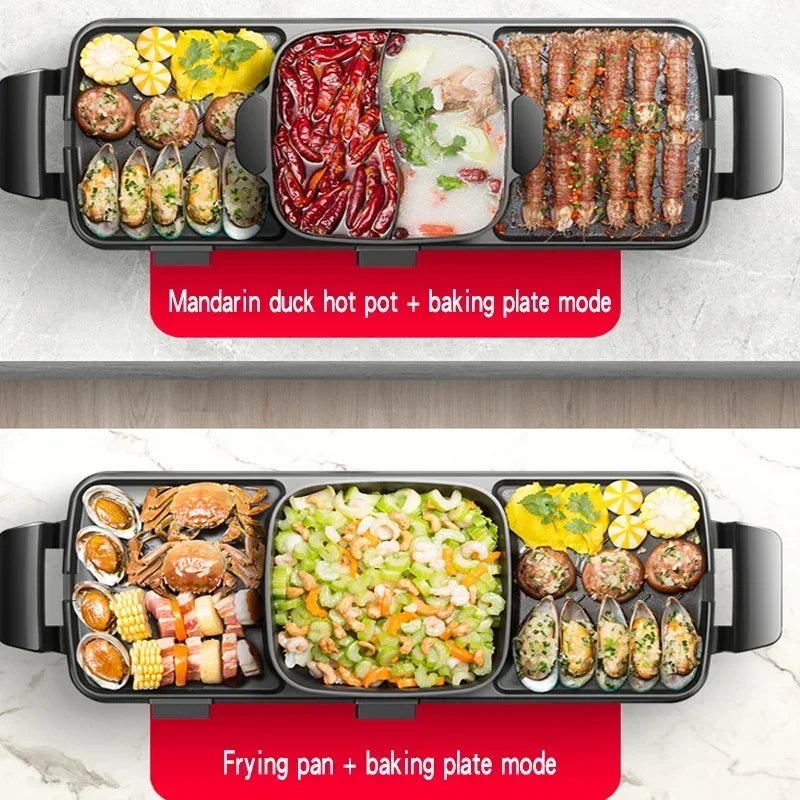 220V Multifunctional Indoor Electric BBQ Grill and Hot Pot