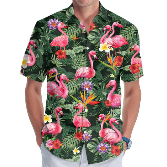 Flamingo 3D Printed Short Sleeve Tropical Shirt