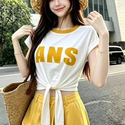 Women’s Patchwork O-Neck Short Sleeve Tee