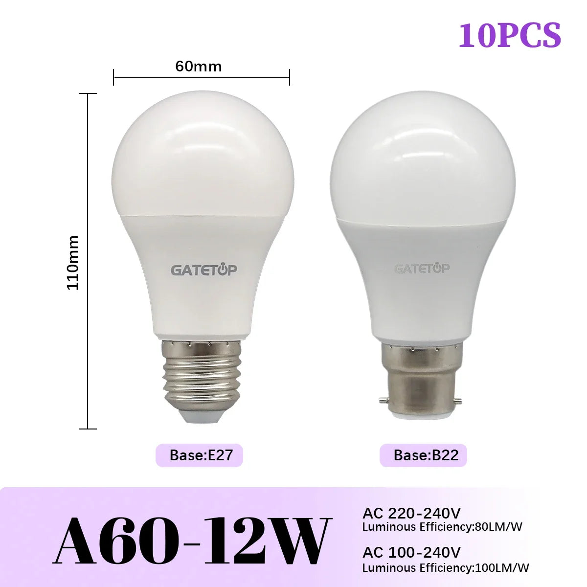 High-Efficiency Energy Saving LED Light Bulbs (E27 / B22 Base)