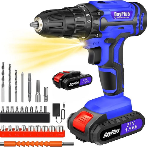 BRIEFNESS 21V Cordless Drill & Electric Screwdriver 2-Speed