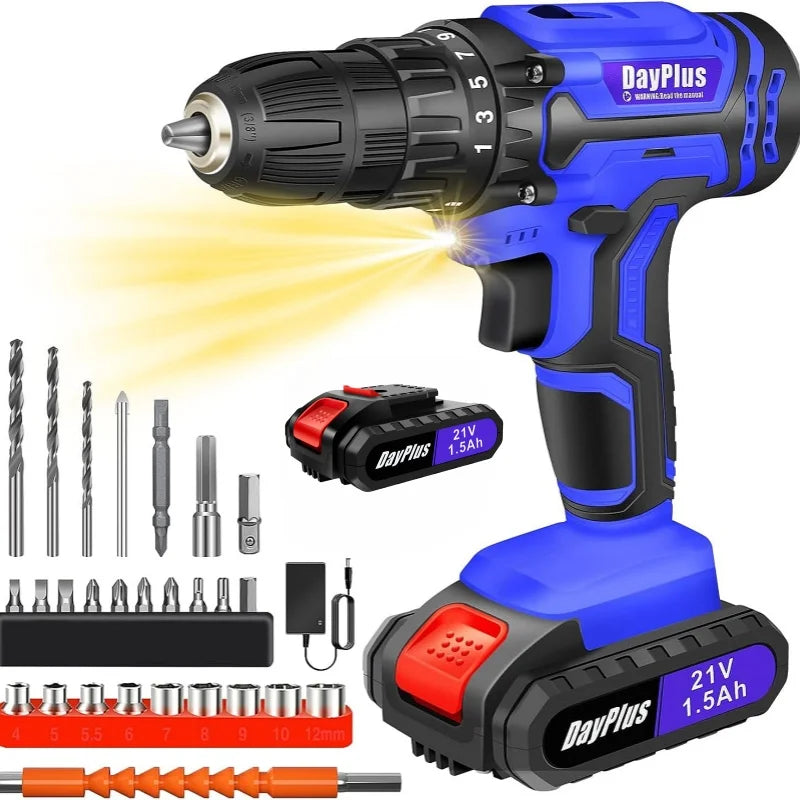 BRIEFNESS 21V Cordless Drill & Electric Screwdriver 2-Speed
