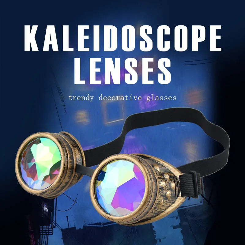 Retro Steampunk Kaleidoscope Goggles - Vintage Cyberpunk Party Glasses