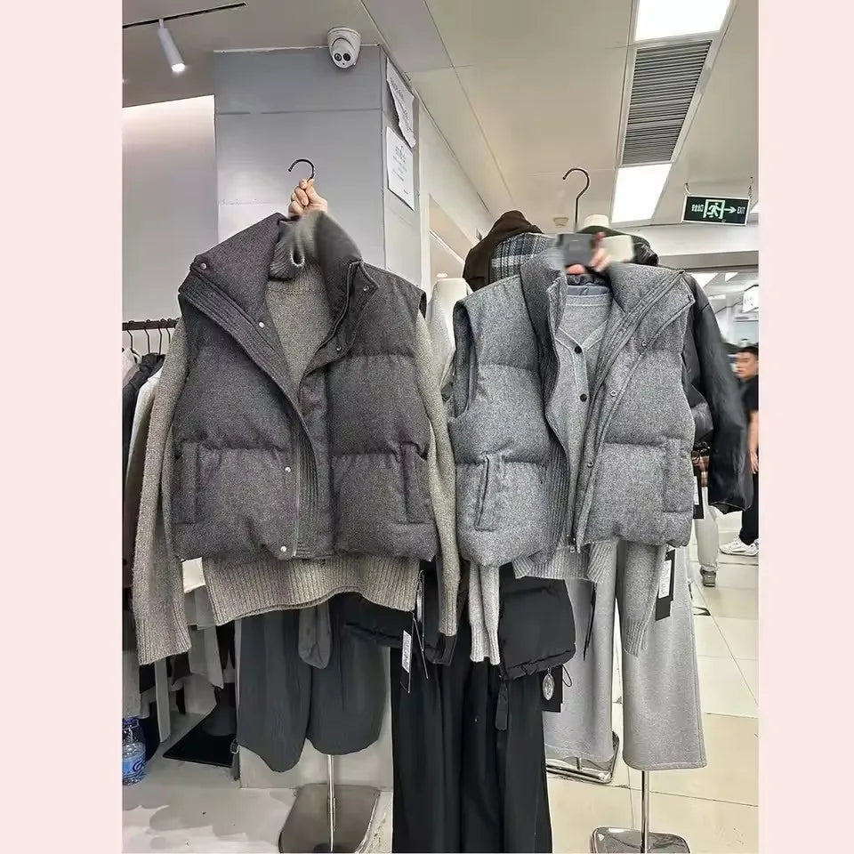 Women's Korean Chic Streetwear Short Puffer Vest
