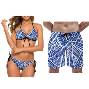 Printed Tie Color Couple Swimsuit