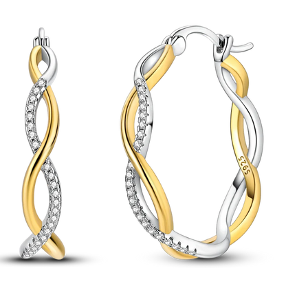 925 Sterling Silver CZ Zircon Gold-Plated Hoop Earrings – Sparkling Minimalist Jewelry