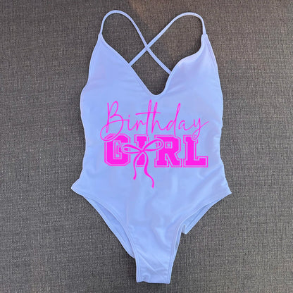 Padded One Piece Swimsuit Birthday Bathing Suit