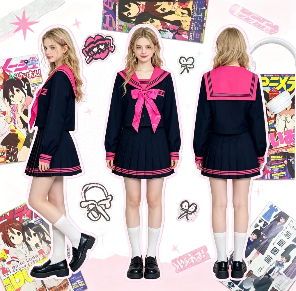Japanese College JK Sailor Uniform & Pleated Skirt Set