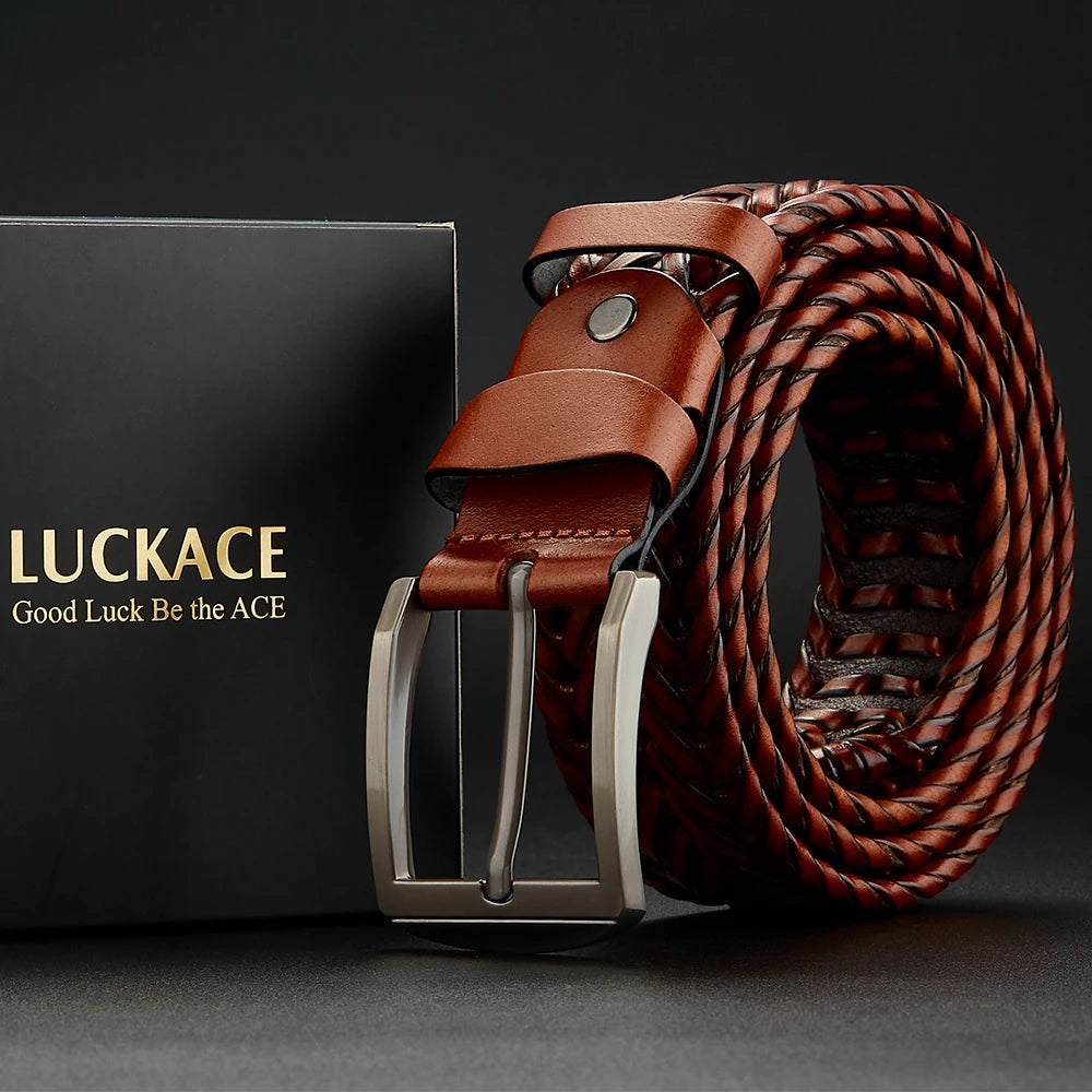 LUCKACE Genuine Leather Belt With Alloy Buckle