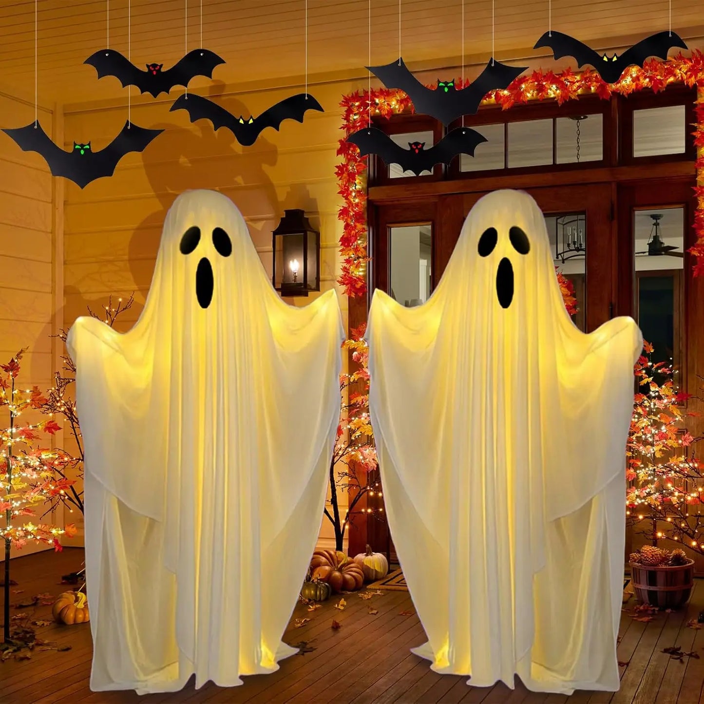 Life-Size Scary Standing Ghost Decor - Glow-in-the-Dark Halloween Outdoor Prop