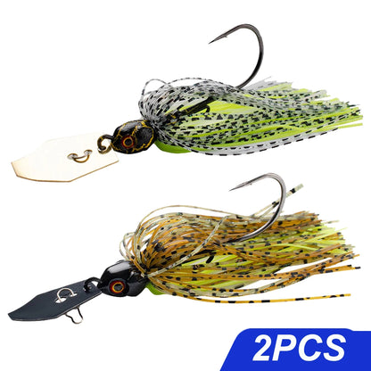 Chatter Weedless Metal Blade Rubber Jig Head Spinner Bait Lures Kit