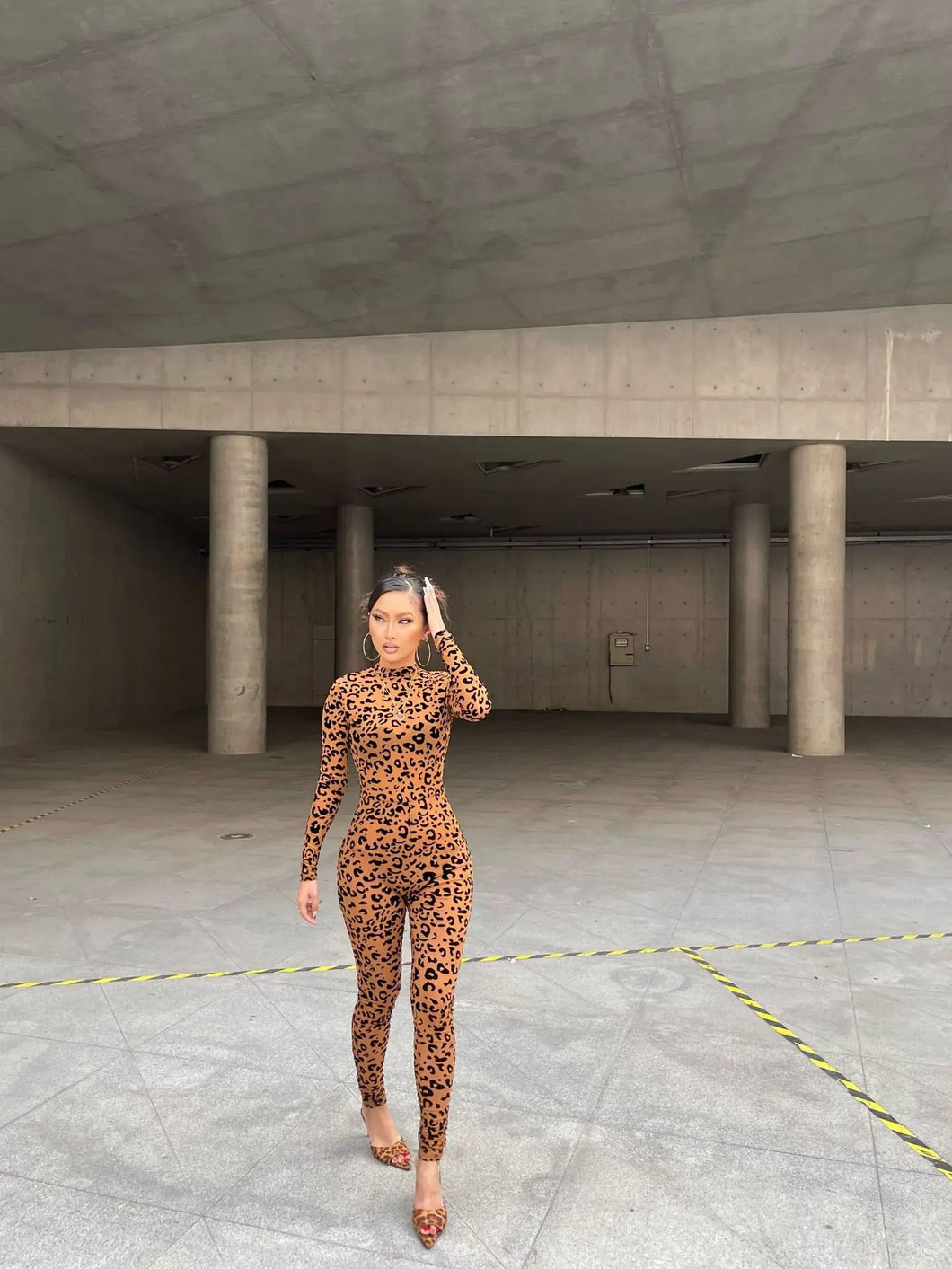 Leopard Print Mesh Bodystocking