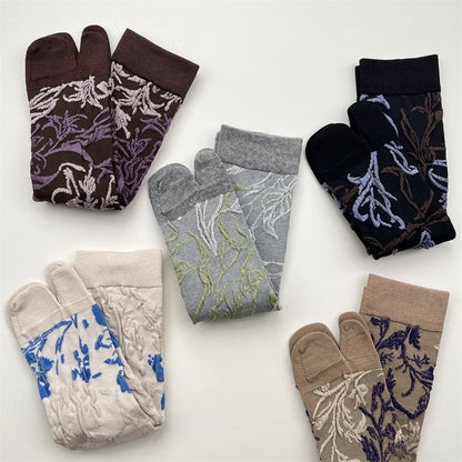 Women's Retro Floral Split-Toe Tabi Socks Set