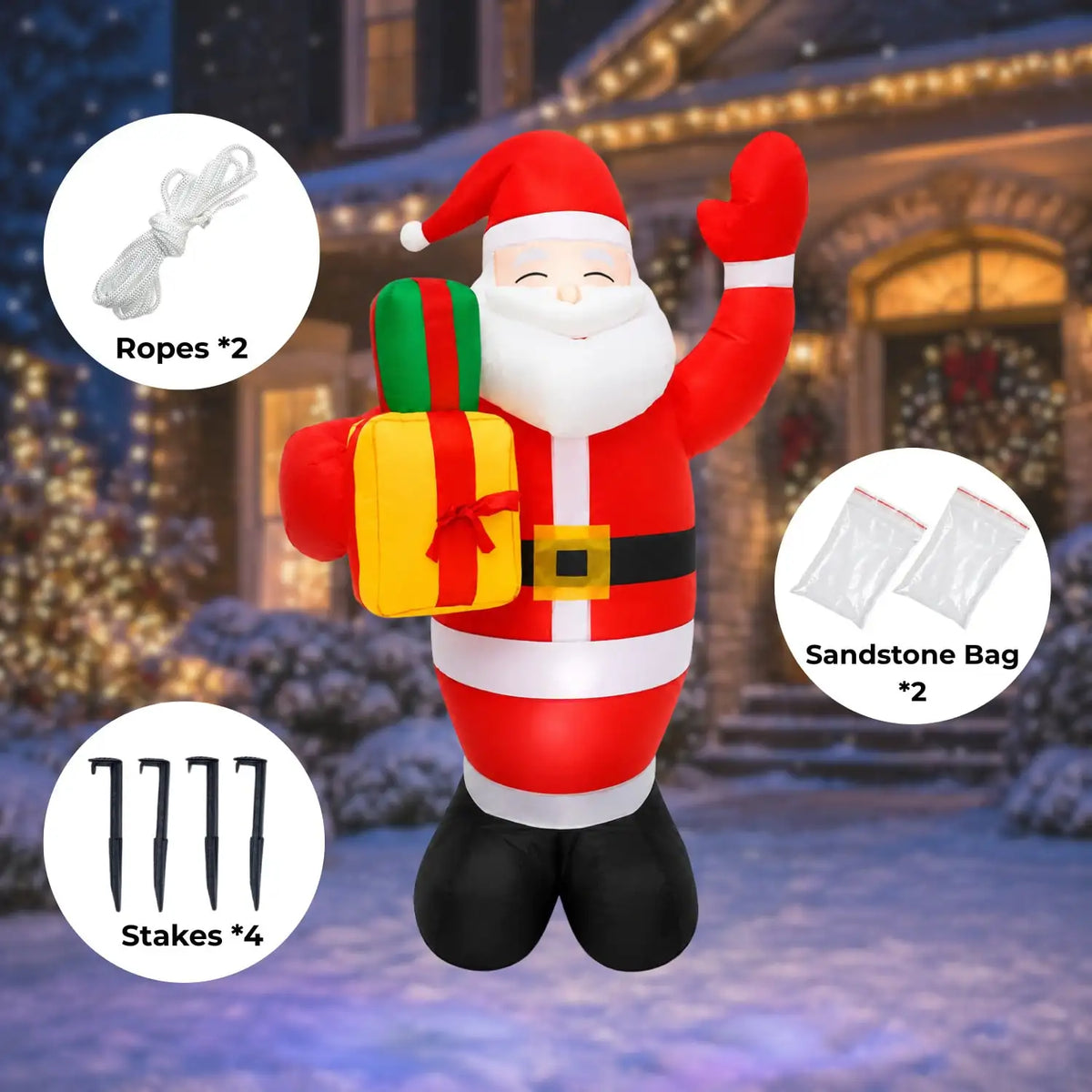 5 FT Christmas Inflatable Santa Claus - Outdoor Blow-Up Yard Decoration with Built-In LED Lights