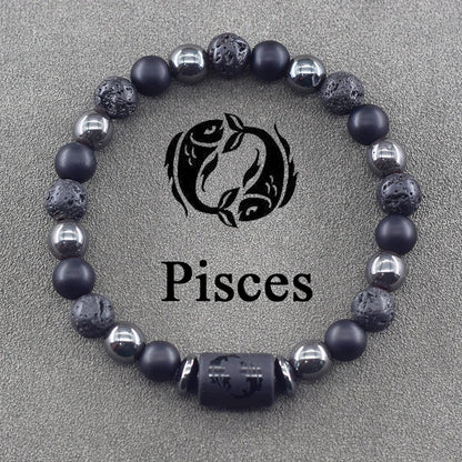 12 Zodiac Sign Constellation Beaded Charm Bracelet