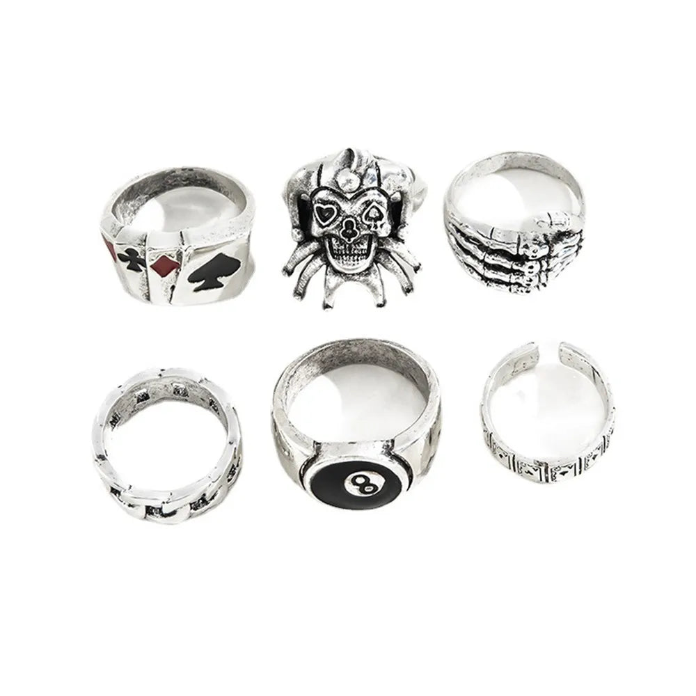 6Pcs Silver Decorative Ring Set