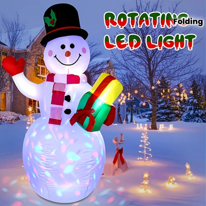 1.5M Inflatable Snowman with Rotating LED Lights - Outdoor Christmas Decor