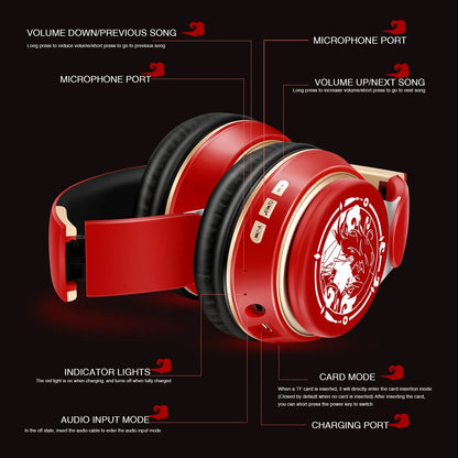 Wireless Over-Ear Bluetooth Headphones with Mic, FM Radio & MP3 Player