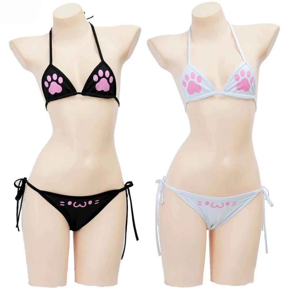 Kawaii Cat Paw Bikini Cosplay Swimsuit Set