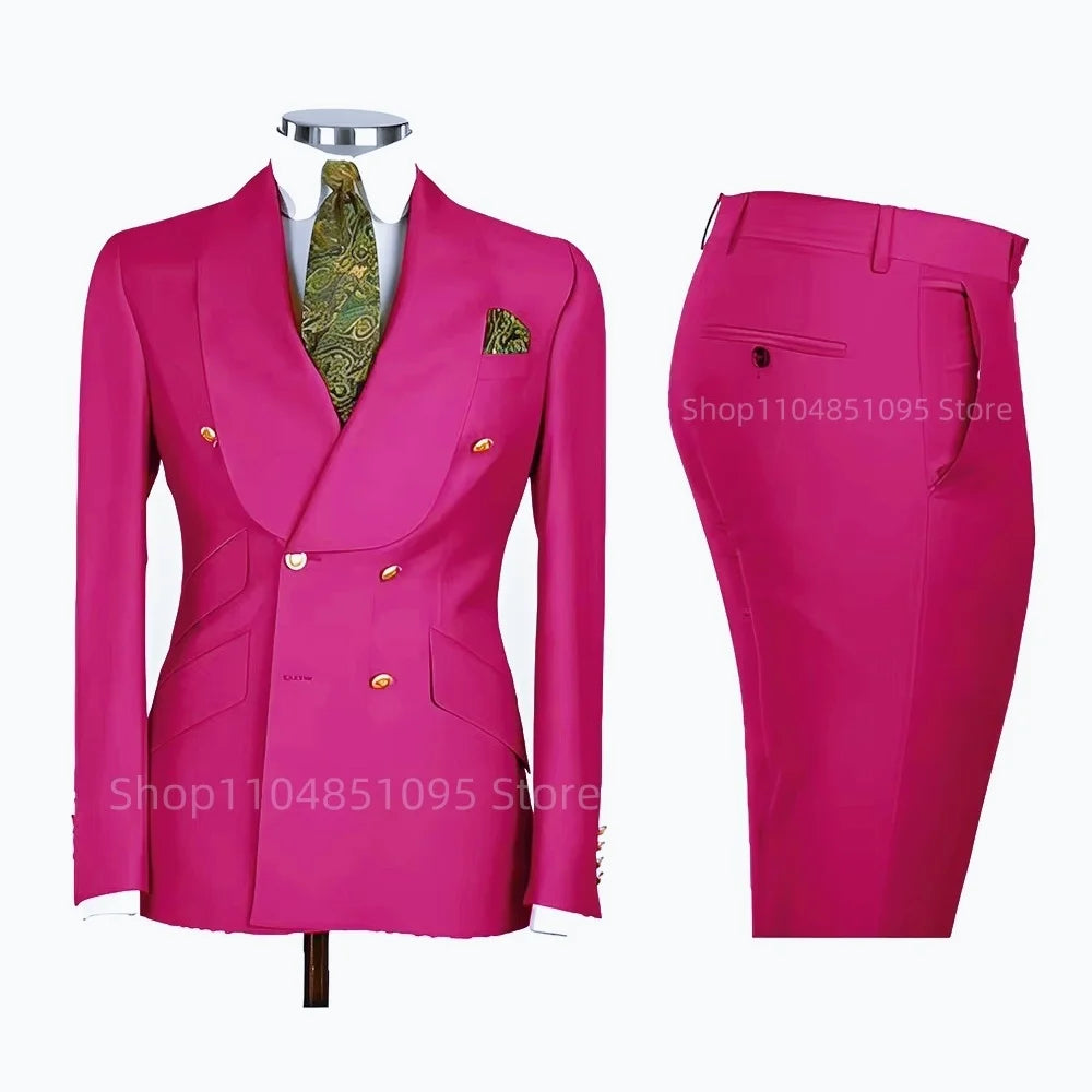 Men's Formal Double-Breasted Business & Wedding Suit Set