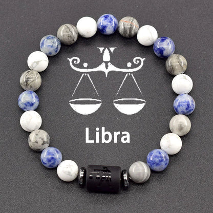 12 Zodiac Sign Natural Bead Bracelet for Men & Women
