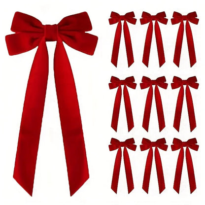 10pcs Velvet Christmas Tree Bows for Wreaths & Holiday Decor