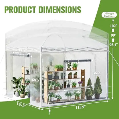 10x10 FT Portable Walk-in Pop-Up Greenhouse – Outdoor Plant Shelter & Garden Canopy