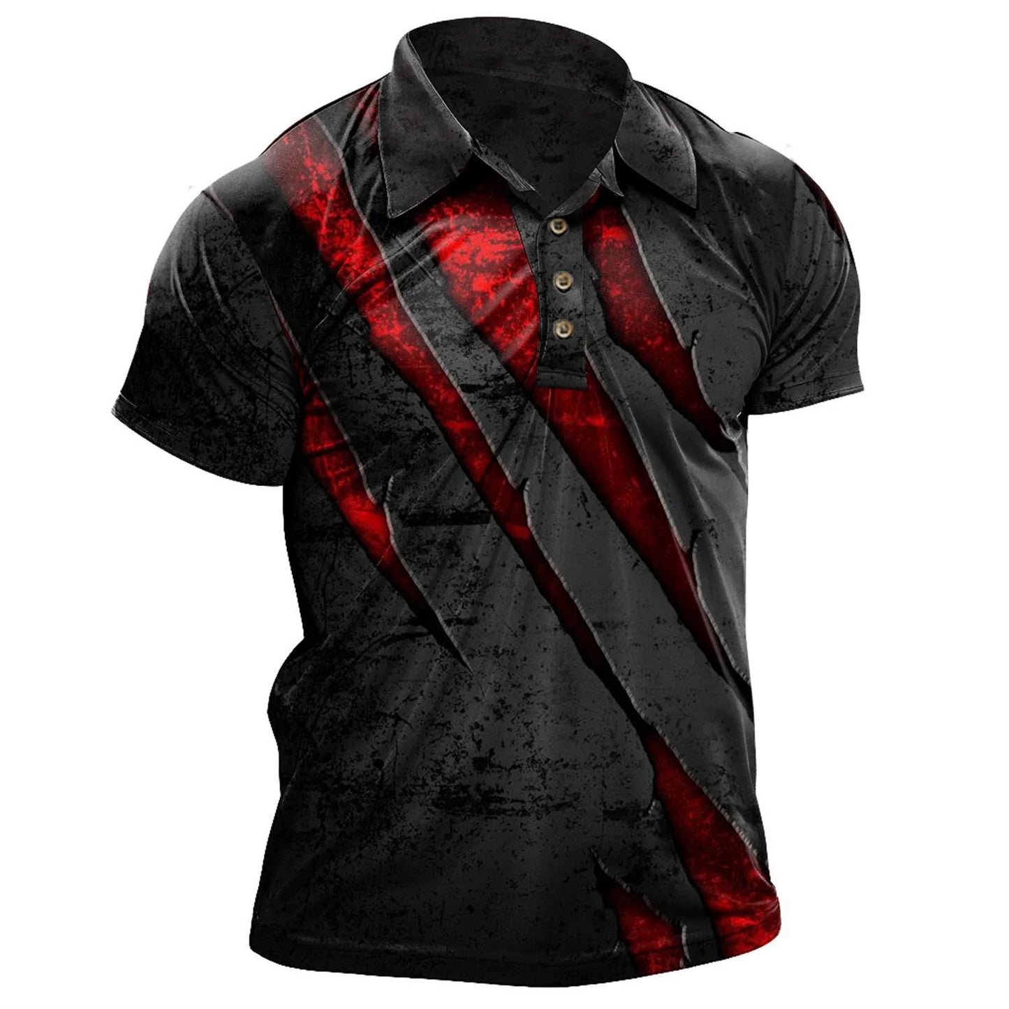 Men's Vintage Graphic Print Short-Sleeve Polo Shirt