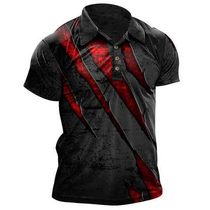 Men's Vintage Graphic Print Short-Sleeve Polo Shirt