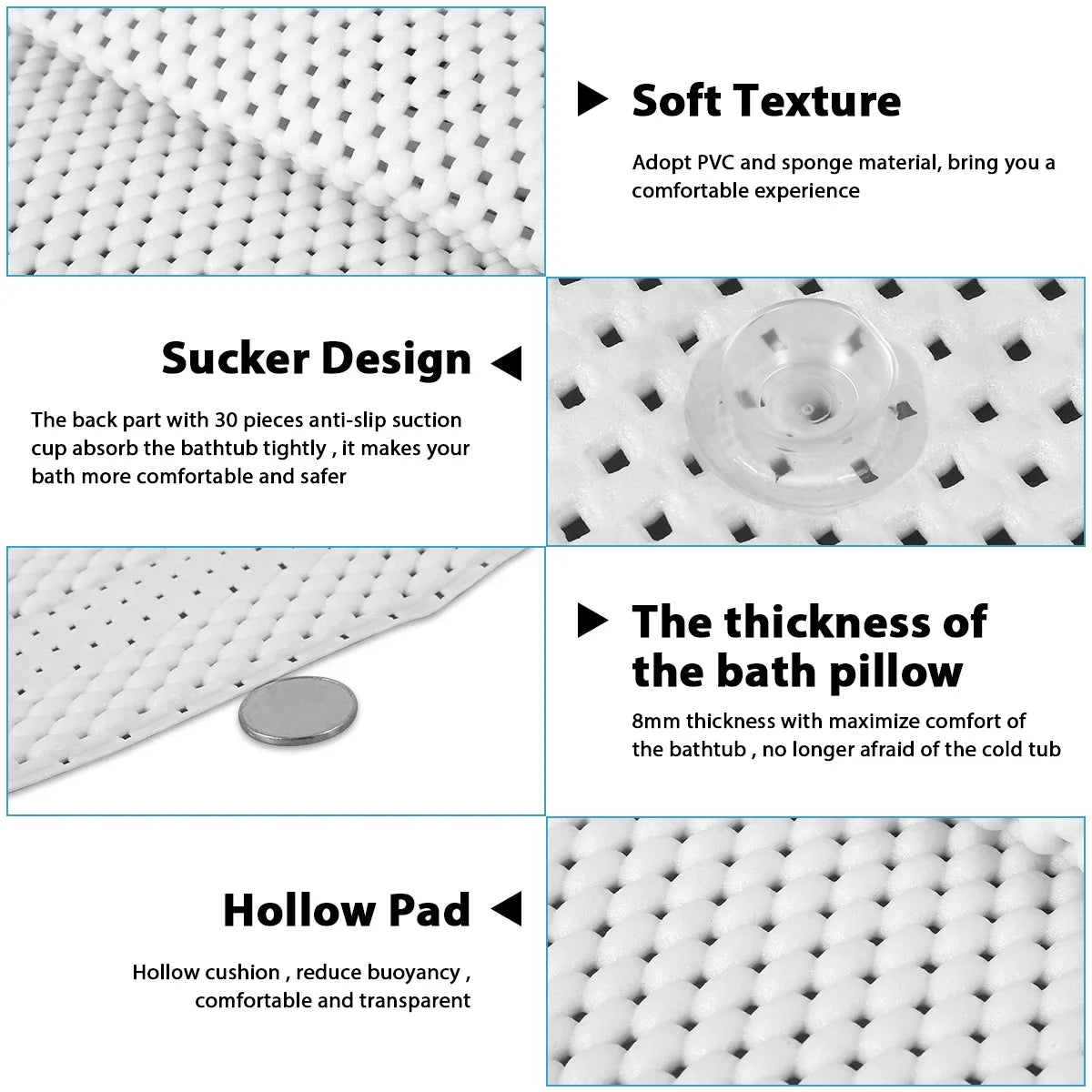 Full Body Non-slip Suction Cup Neck Rest Massage Pillow
