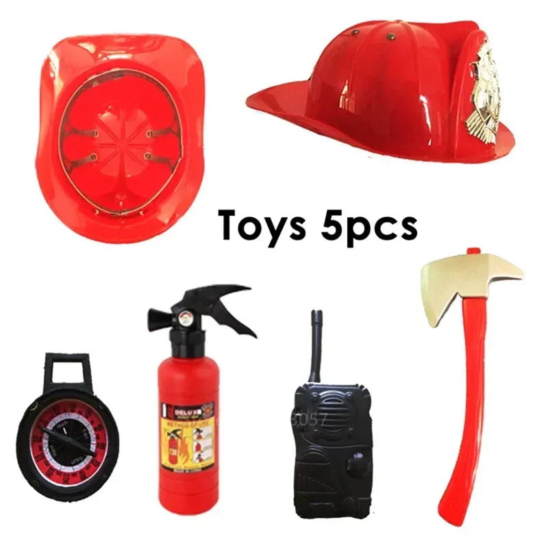 Kids Firefighter Cosplay Costume & Toy Accessories Set