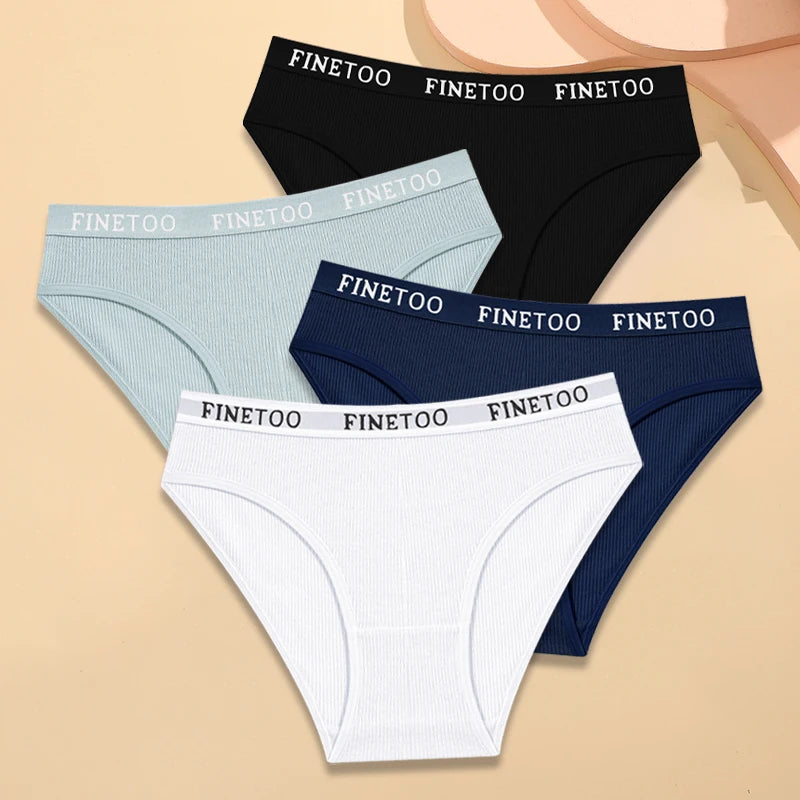FINETOO 4Pcs Cotton Breathable Panties