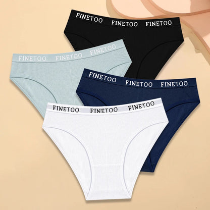 FINETOO 4Pcs Cotton Breathable Panties