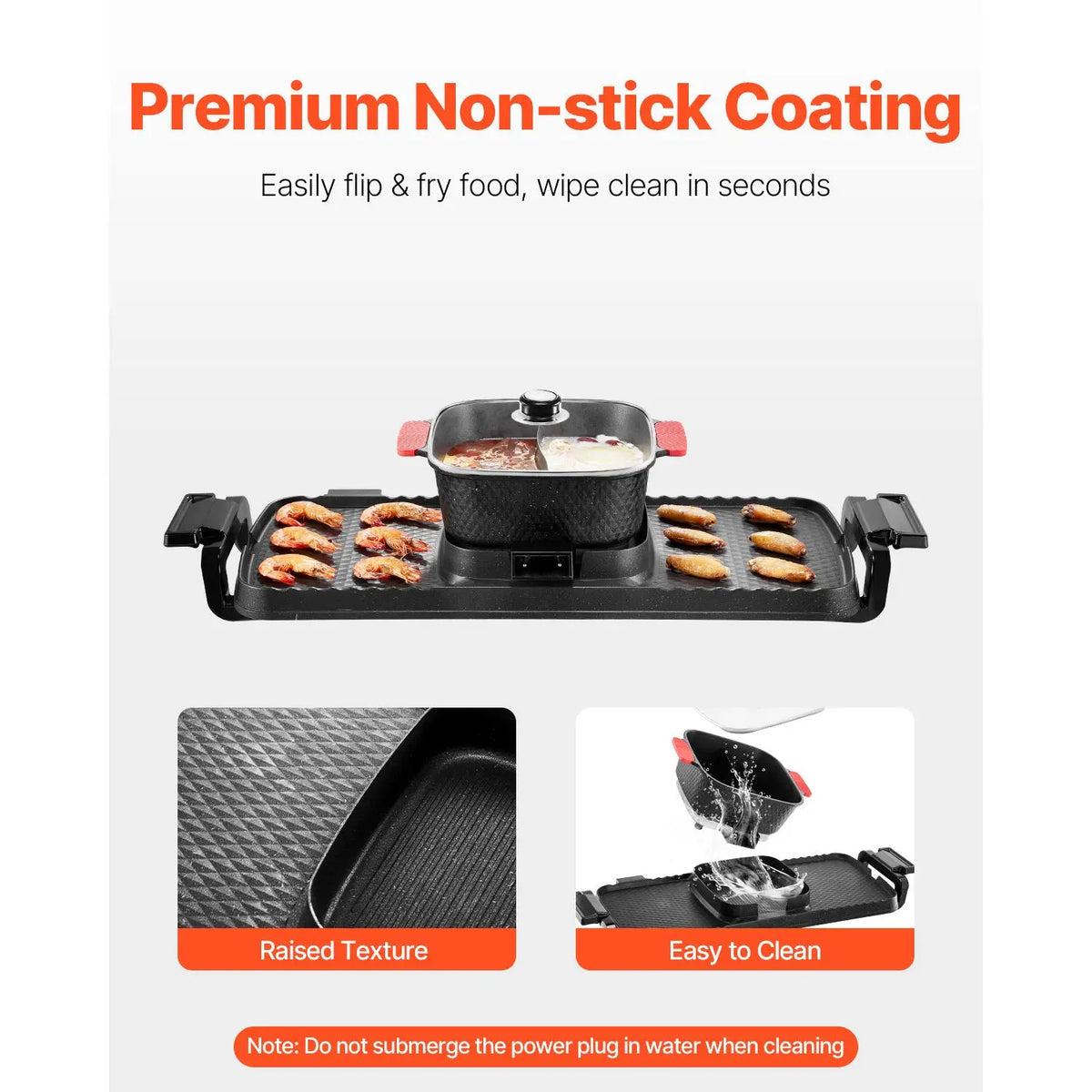 2300W 2-in-1 Electric Smokeless Grill and Hot Pot