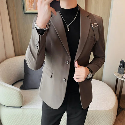 Men's Slim Fit Double-Vent Business Suit Jacket & Blazer
