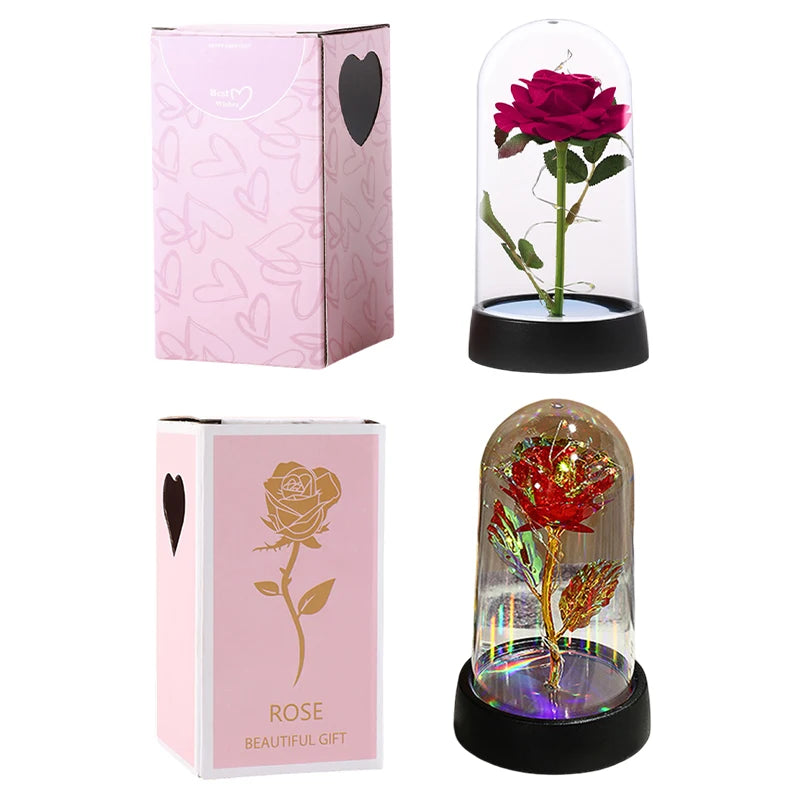 Artificial Eternal Rose LED Light in Glass Cover