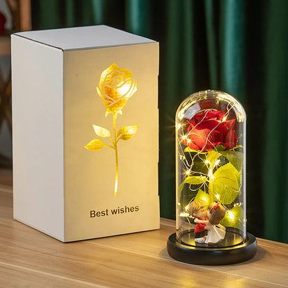 Artificial Eternal Rose LED Light in Glass Cover