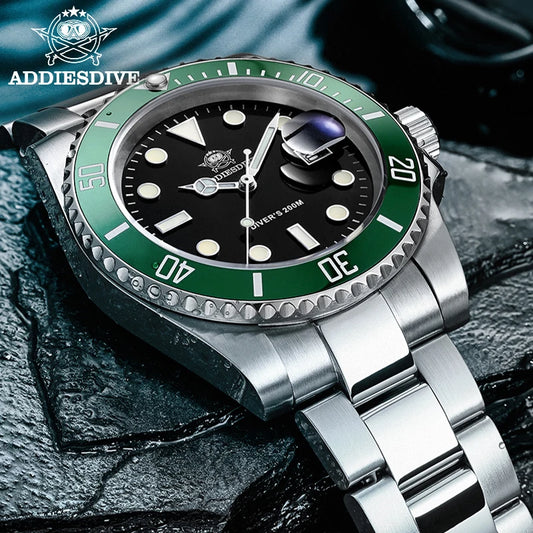 ADDIESDIVE 200M Waterproof Men's Stainless Steel Quartz Dive Watch