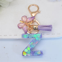 Exquisite Initial Blue Shiny Resin Keychain