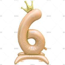42" Colored Number Stand Foil Balloons with Crown Figures