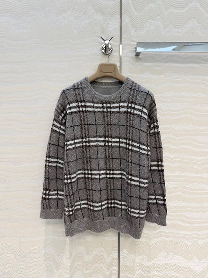 Women’s Vintage Plaid Knit 2-Piece Sweater & Long Skirt Set